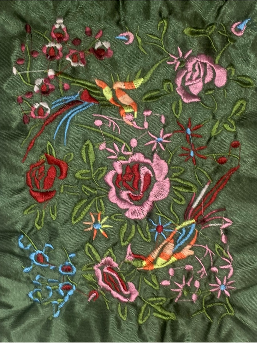 Embroidered Jewelry Roll in Luxurious Green Satin - New - Picture 5 of 5